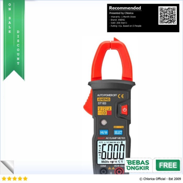 Dijual ANENG Digital Multimeter Voltage Tester Clamp - ST183 - Hitam ANENG Murah