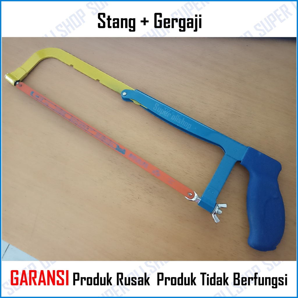 Gagang Gergaji Besi Hacksaw Frame Gagang Karet / Stang Gergaji Mata Gergaji 1 Set Termurah