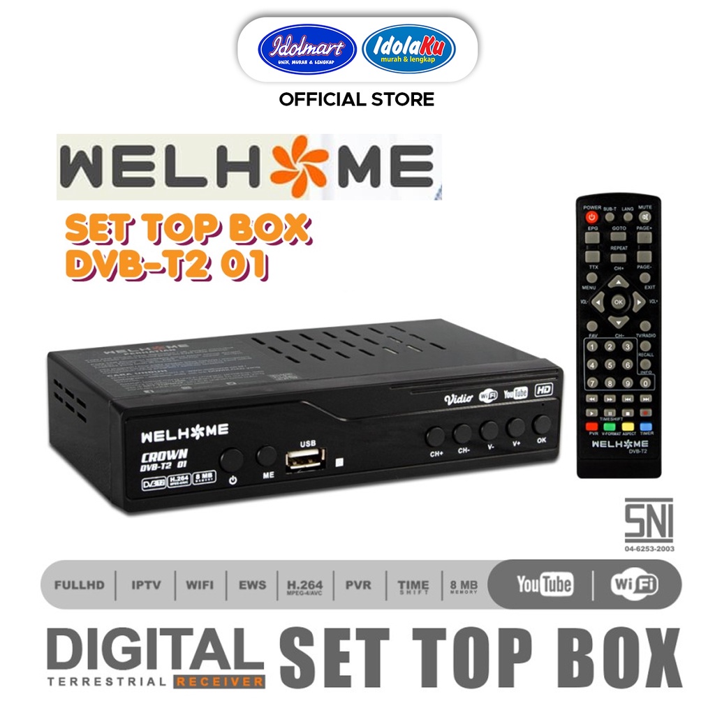 IDOLAKU Set Box wellhome Wellhome Set Top Box DVB T2 STB Welhome HD CROWN Digital Receiver