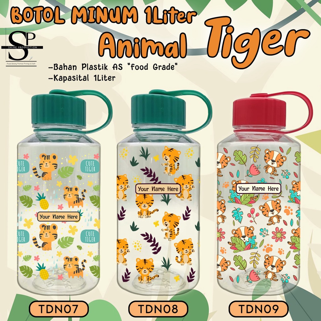 Botol Minum Anak 1L Motif Tiger BPA FREE