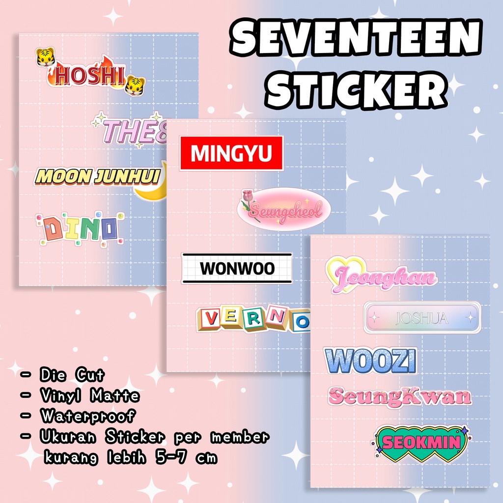 Stiker Nama Seventeen Carat Kpop Waterproof Diecut by peachkiss.xo