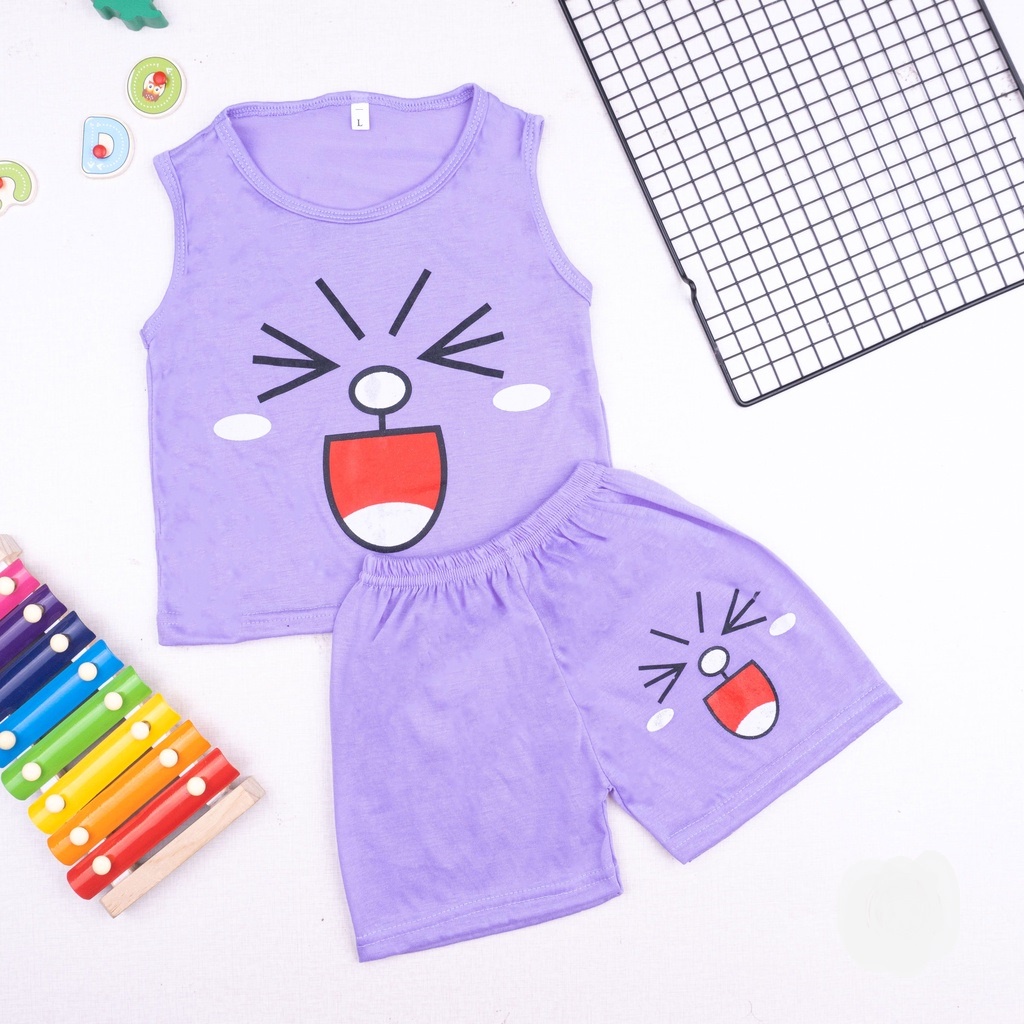 IL - Setelan Singlet Anak Cowok / Set Anak Unisex / Setelan Anak Lavender Motif Karakter