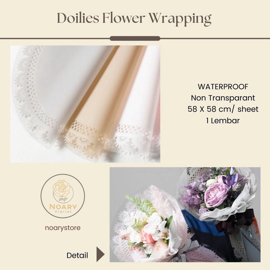 Doilies Flower Wrapping Kertas Bunga Wrapping Cellophane Paperwrap Buket Bunga Bungkusan Bunga / Flower Wrapping / Cellophane / Wrap / Kertas Bunga / Kertas Kado / Flower Paper / Kertas Grosir / Kertas Import / Kertas Cellophane / Florist / Buket Bunga