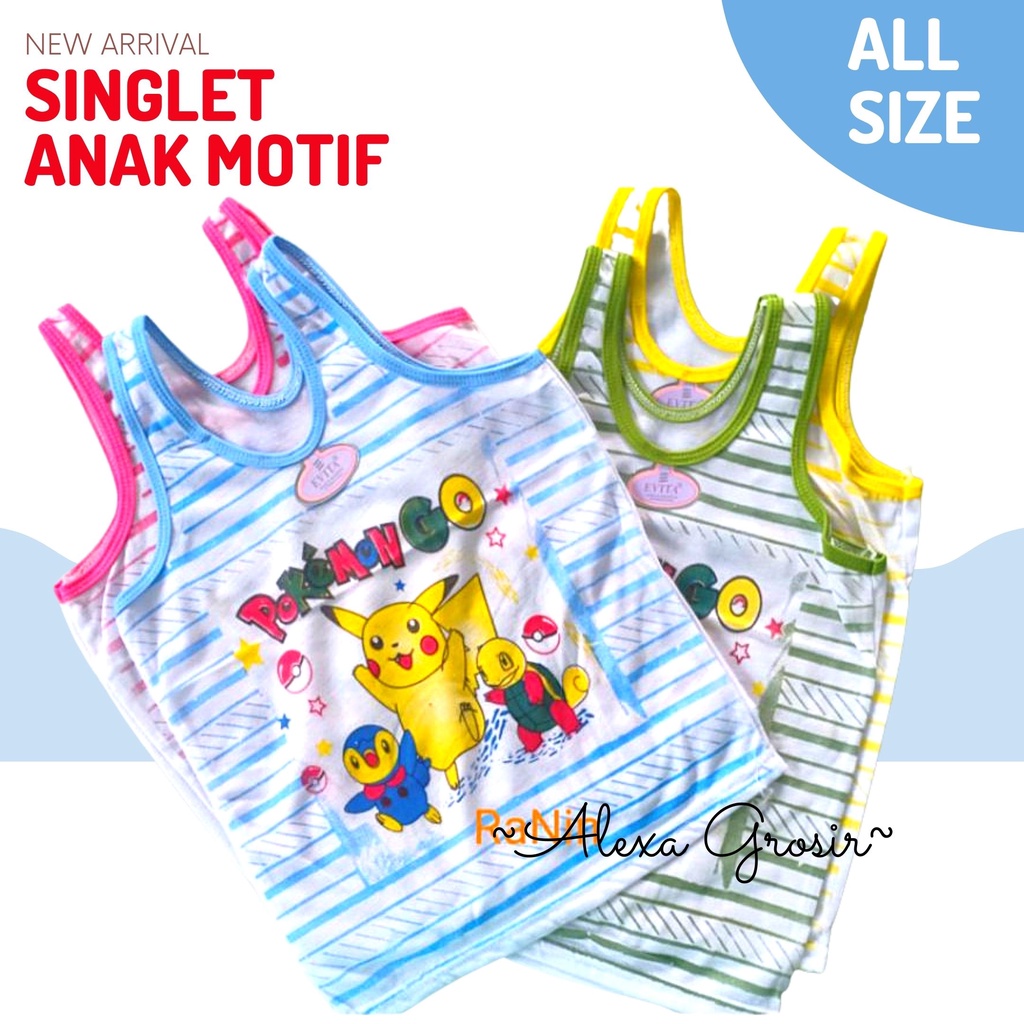 Kaos Singlet Anak 2-3 Tahun Size L Karakter