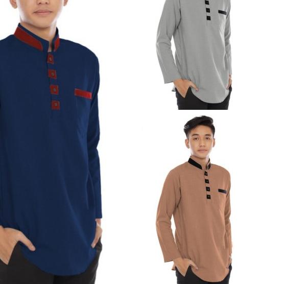 Baju koko pria lengan panjang Akhtar / baju muslim pria M L XL XXL - M, NAVY