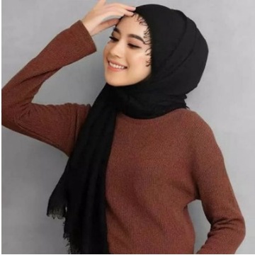 Azara Pashmina Crinkle Pashmina Kusut Import Warna Hitam