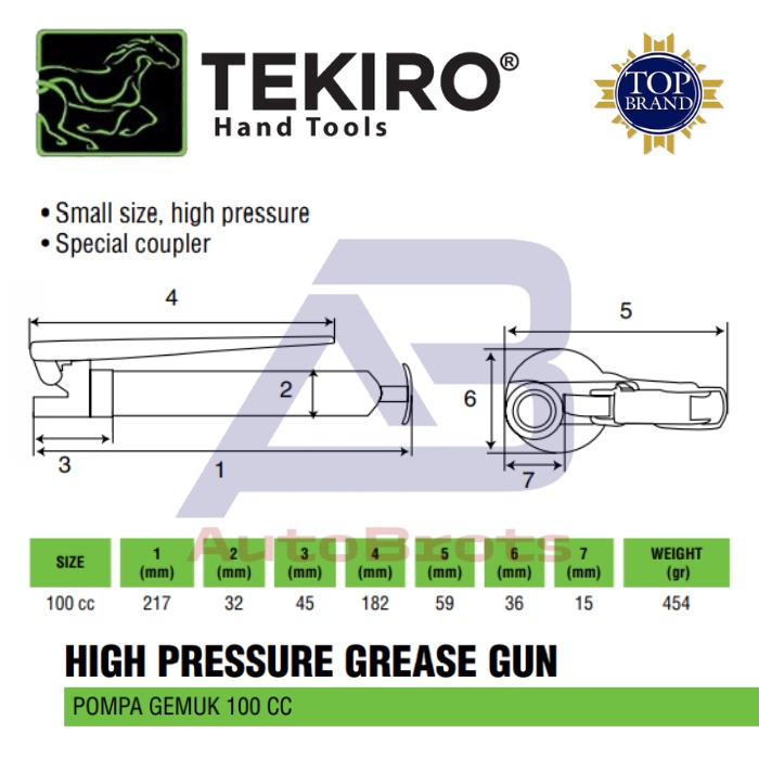 Majutak Gentar45 Tekiro Hand Grease Gun 100Cc / Pompa Gemuk Tangan Kecil 100Cc