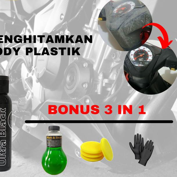 Penghitam body motor permanen / back to black /penghitam plastik mobil - 60ml