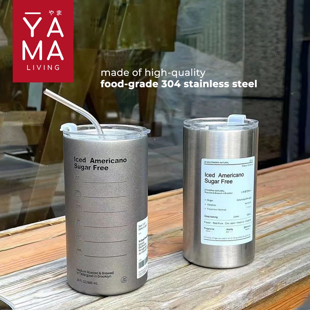 YAMA DENJI Stainless Steel Tumblr Cofee Tea 360ml 600ml Aesthetic Botol Minum Kopi Teh