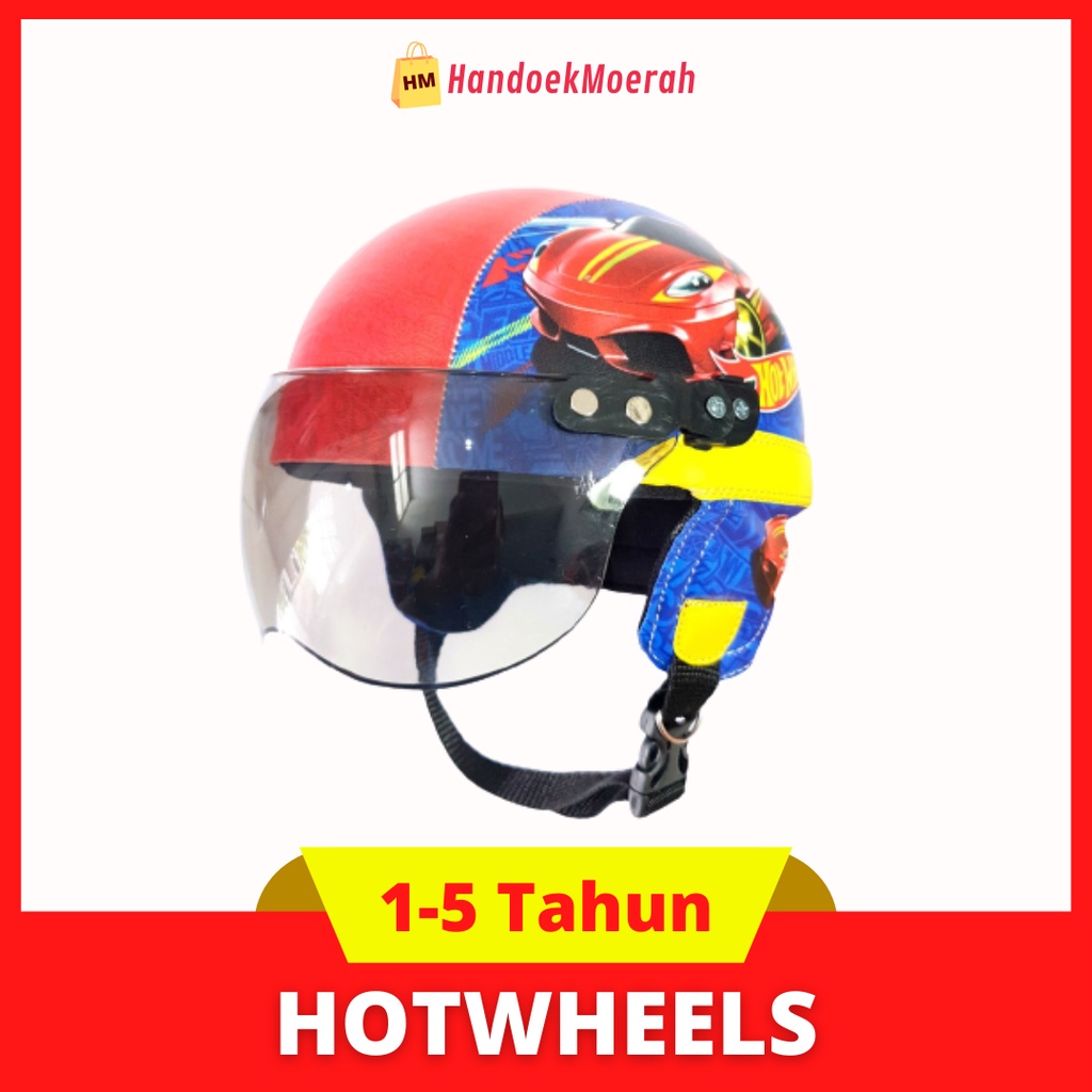 Helm Anak SPECIAL RETRO HOTWHEELS Murah / Helmet Non SNI / Helm Karakter Kartun Lucu / Helm Anak Cowok Laki Laki 1 2 3 4 5 Tahun
