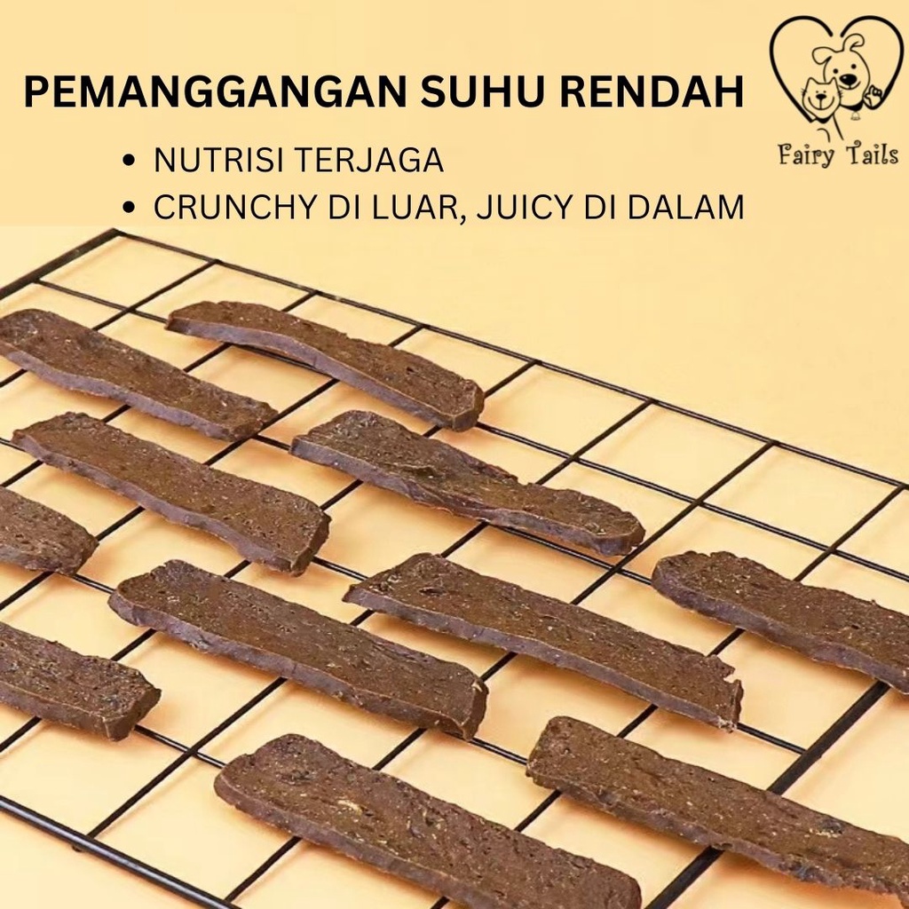 Snack Anjing Rupert's Choice Natural Beef Jerky dan Salmon Jerky Cemilan Sehat Daging Sapi Panggang Kering dan Salmon [Premium German Quality] Meat Jerky Smoke Beef and Salmon Jerky