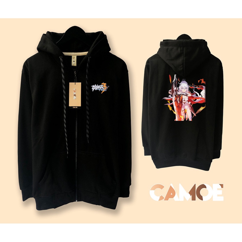 Jaket Hoodie Zipper Honkai Impact Kiana kaslana Flamescion