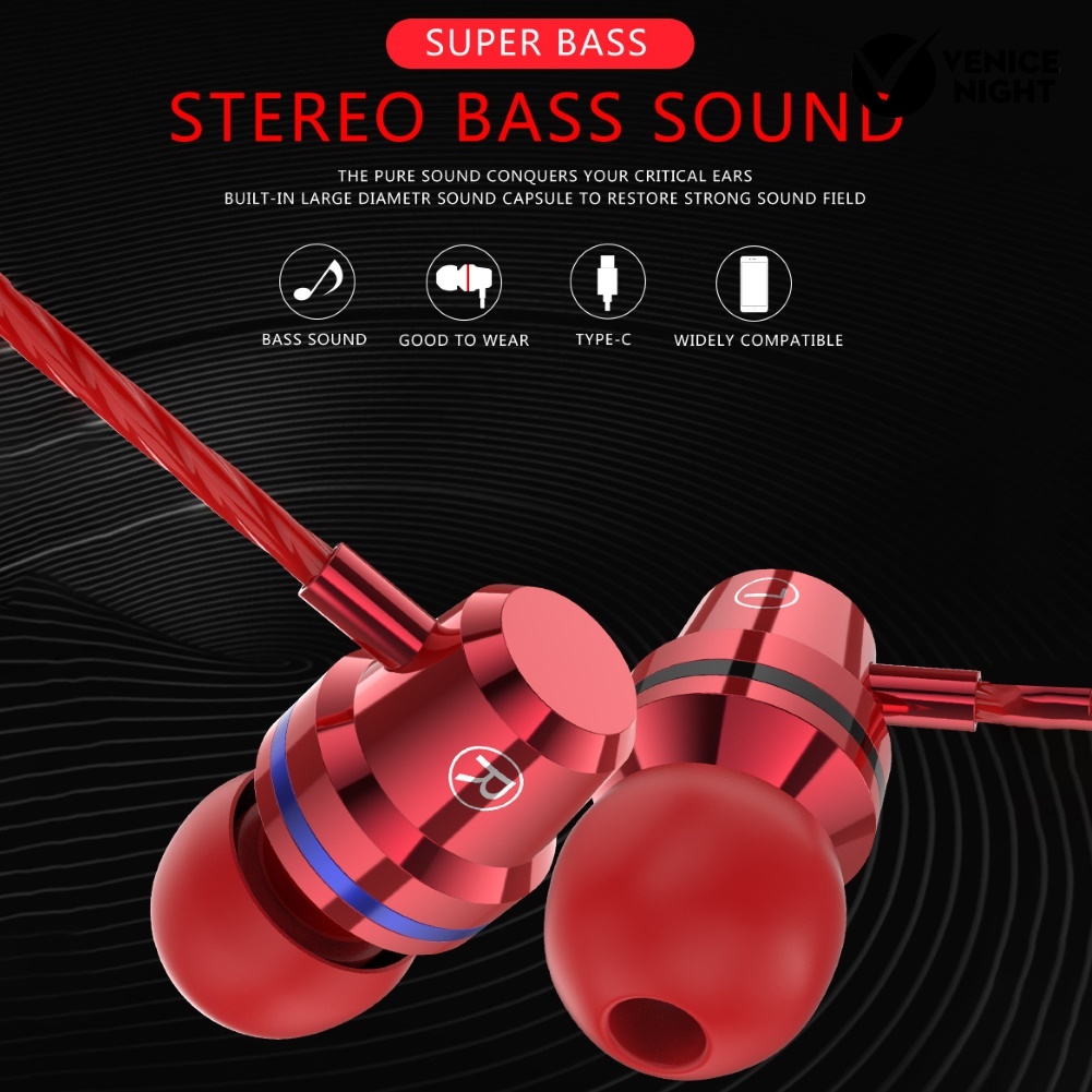 (VNEP) (Berkabel) M4 Type-C Earphone In-Ear Stereo Music Headset untuk Ponsel Xiao-mi Hua-wei