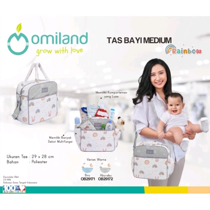 Omiland Tas Bayi Multifungsi Kecil / Medium / Besar Saku Print Rainbow Series