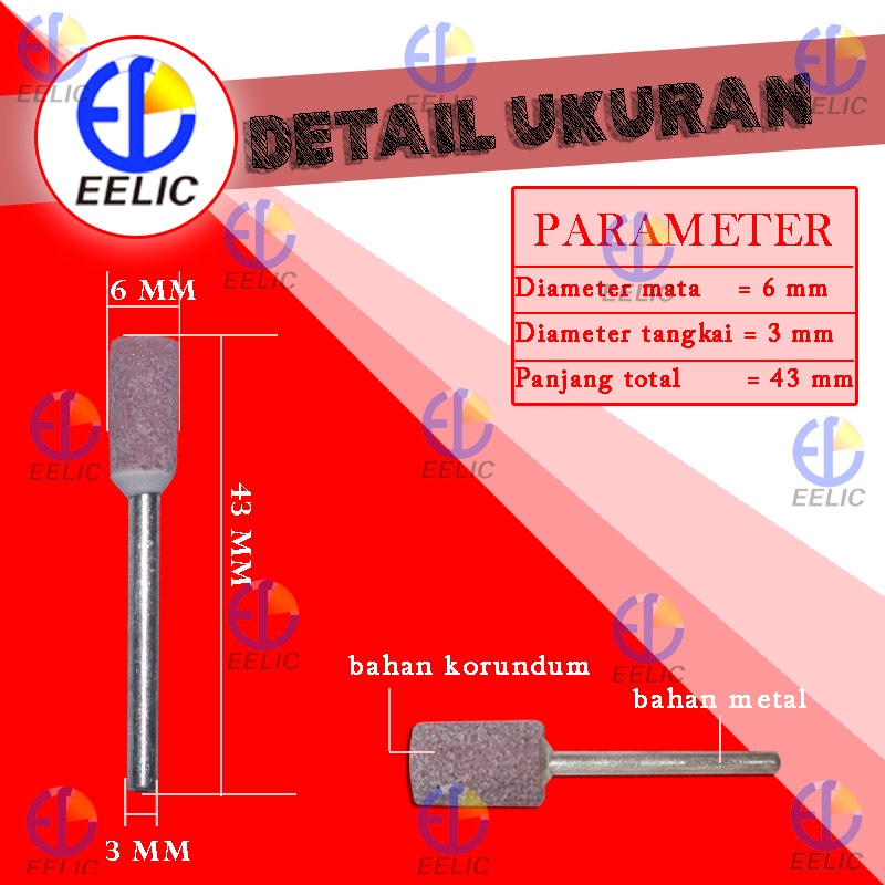 EELIC MBA-3X6X12 ISI 100 PCS MATA BOR ASAH UKURAN 3 X 6 BENTUK BULAT BATU ASAH MATA BOR POLES AMPELAS GERINDA TUNER BATU MINI DRILL ROTARY BAHAN BERKUALITAS AMAN TAHAN LAMA