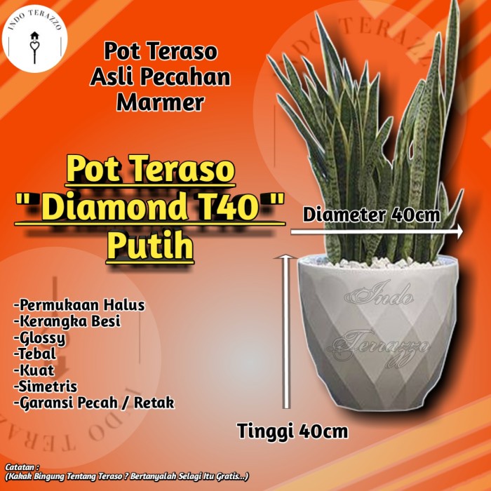 INDO TERAZZO POT TANAMAN KECIL TERASO MARMER TIPE DIAMOND T40