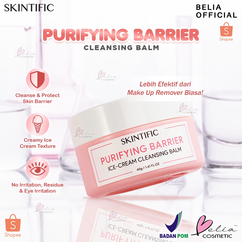 ❤ BELIA ❤ SKINTIFIC 19 Purifying Barrier Ice Cream Cleansing Balm | 40g | Make Up Remover | Pembersih Make Up | BPOM