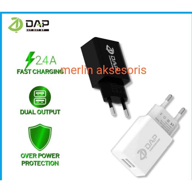 TC adaptor kepala charger adapter 2 port USB DAP D-AT2 2.4 fast charging