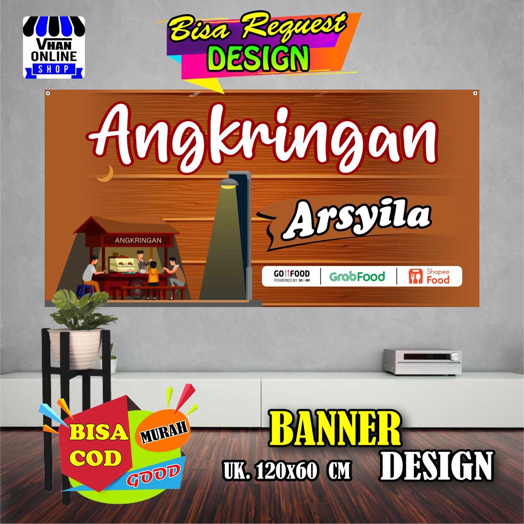 Spanduk Banner Backdrop Angkringan, Warung Kopi, Warung Indomie, Keren Murah