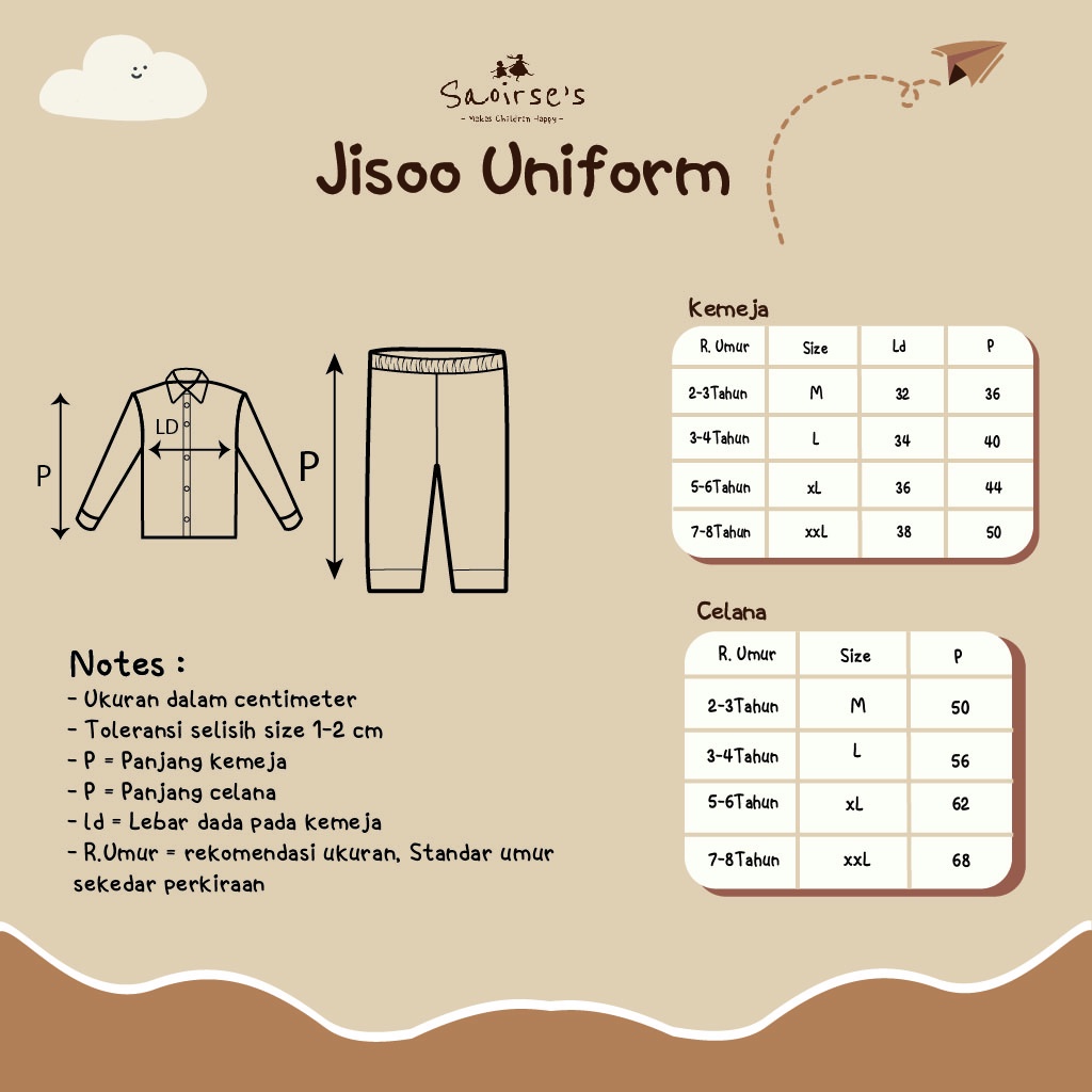 Saoirse's Jisoo Uniform 3 - Seragam anak perempuan laki-laki balita PAUD TK premium