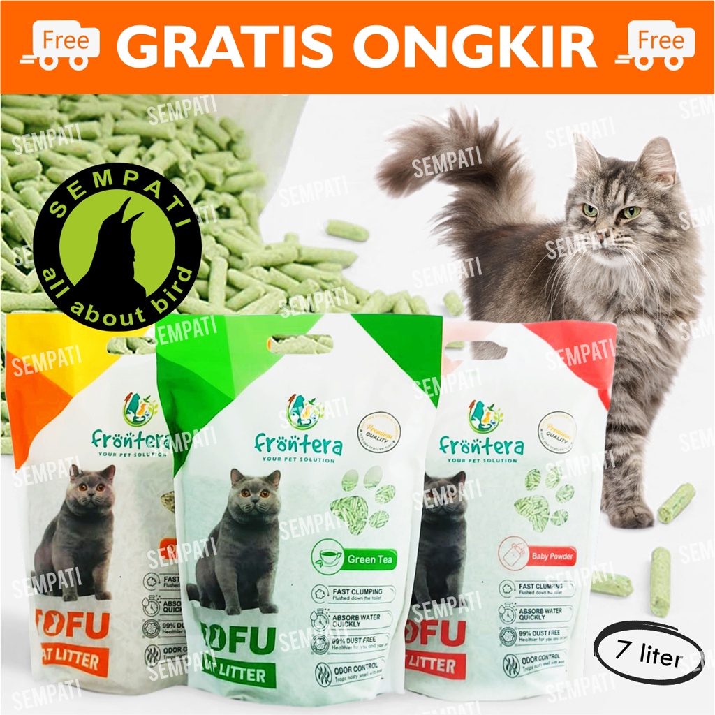 Pasir Kucing Tofu Cat Litter Tofu Clumping 7 liter Cat Liter Pasir Gumpal Pasir Wangi Kucing Kitten Anabul Pasir Kucing Mandi Premium Frontera