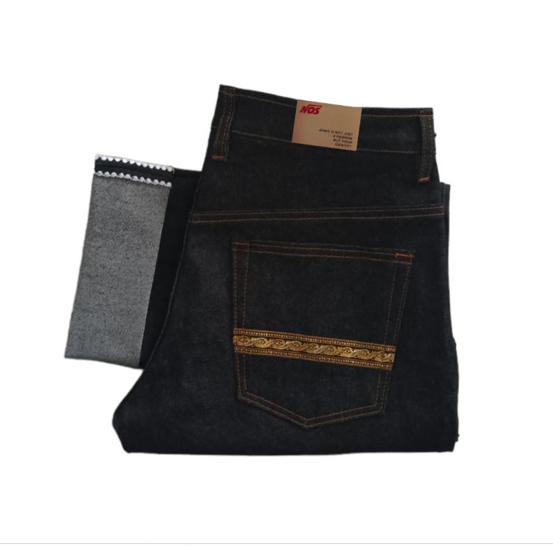 raw denim selvdge shell stitch black 14oz