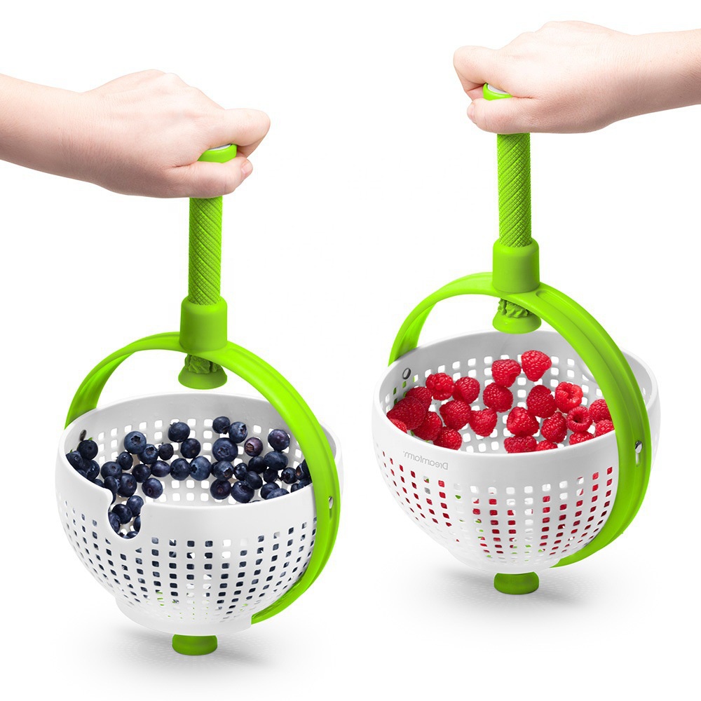 Keranjang Saringan Sayuran / Buah / Salad Spinner Mudah Digunakan Dengan Gagang Lipat