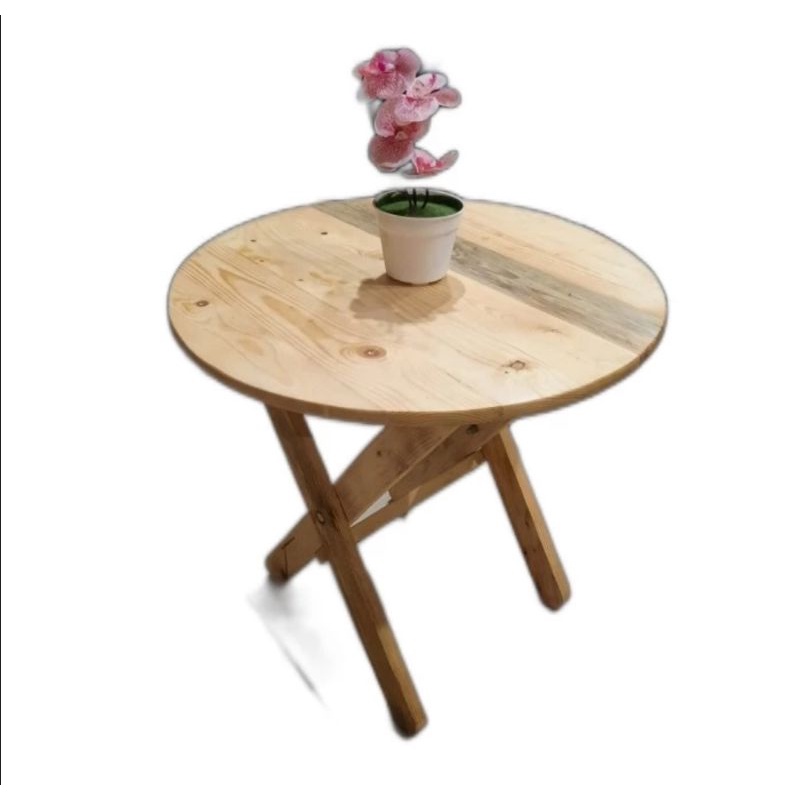 Meja Lipat Bulat Cafe Minimalis Kayu jati Belanda / Meja Tamu