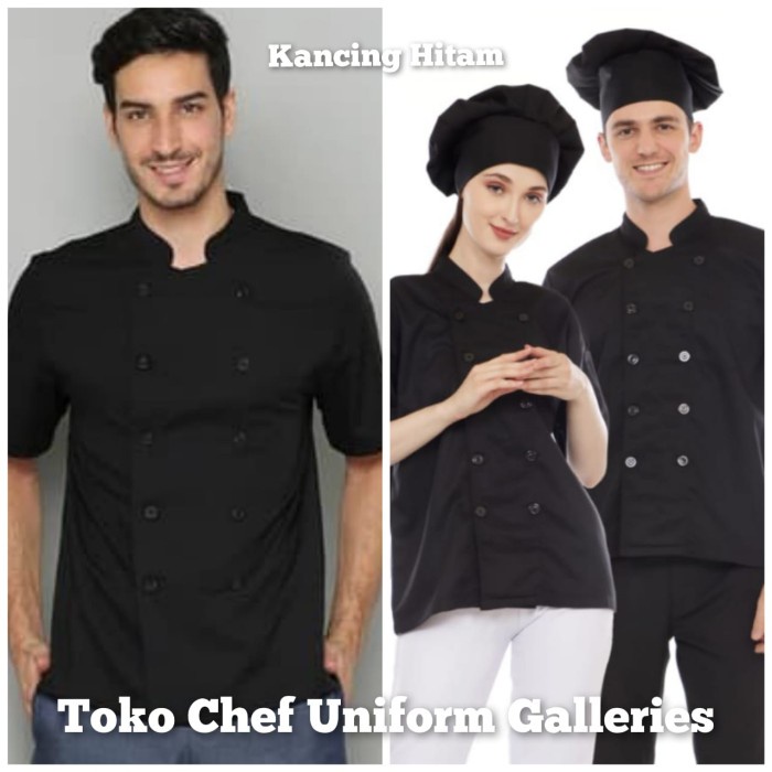 Baju Chef Kancing Hitam