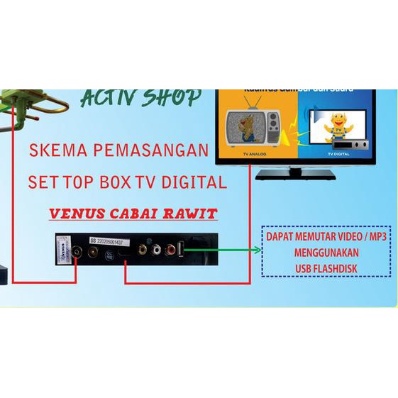SET TOP BOX TV DIGITAL DVBT2 VENUS CABE RAWIT - BRIO