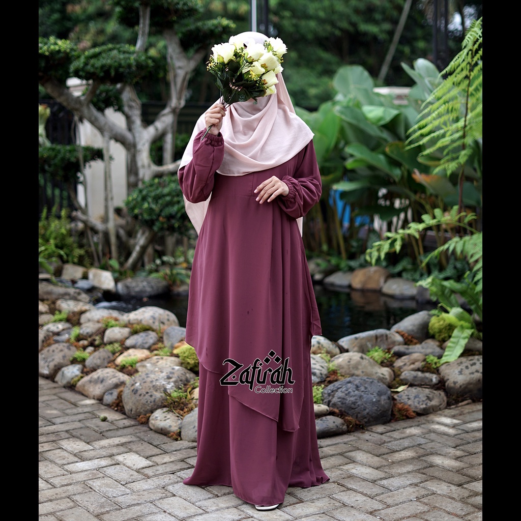 Gamis Polos Terbaru Bahan Ceruty Babydoll - Khanza Dress Ori Zafirah