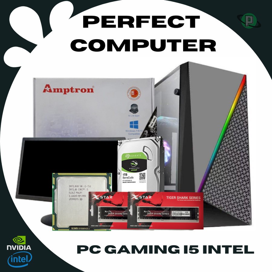 Pc Gaming Core i5 Ram 8 Gb Hdd 1 Tb Monitor 19inc Full Set