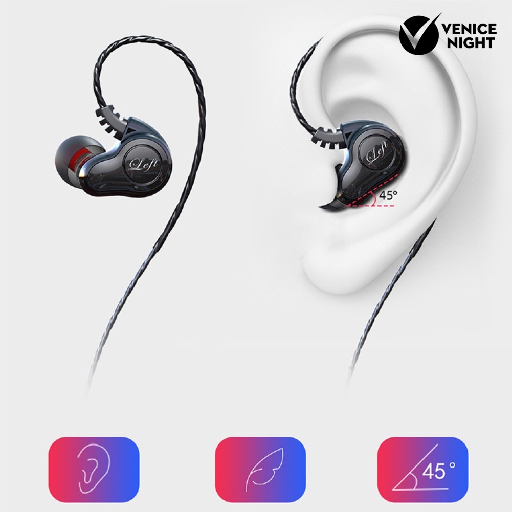 (VNEP) (Berkabel) S610 4-Core Dual Coil 3.5mm HiFi In-Ear Earphone 6D Olahraga Bass Headset