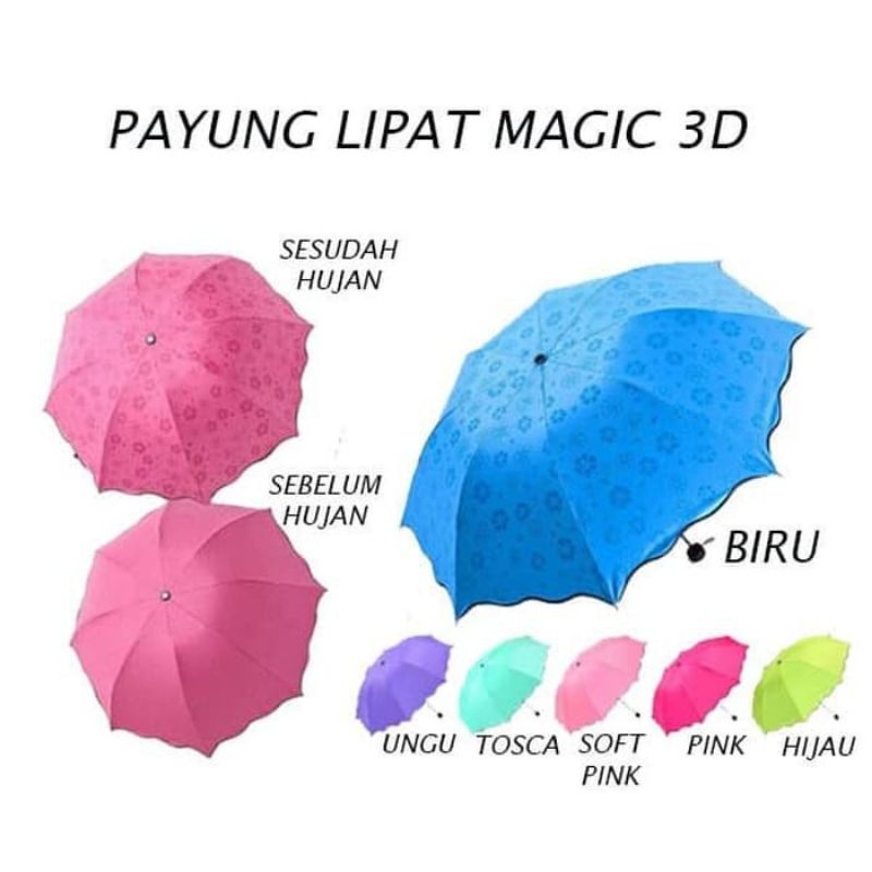 COD Payung Lipat Magic Ajaib 3D Payung Hujan 3D3 Dimensi Ajaib Magic Umbrella