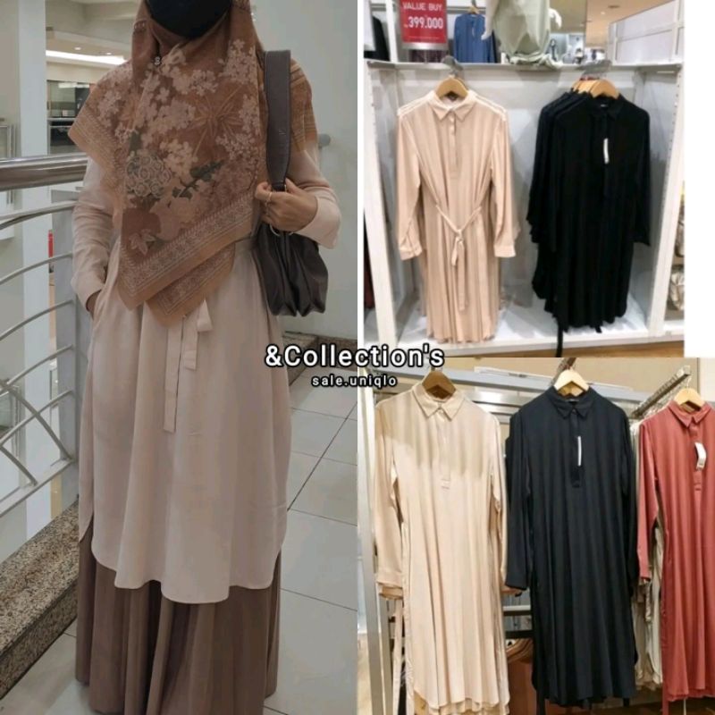 READY, GAUN KEMEJA RAYON WANITA ORI UNIQLO-SALEE-BEST SELLER