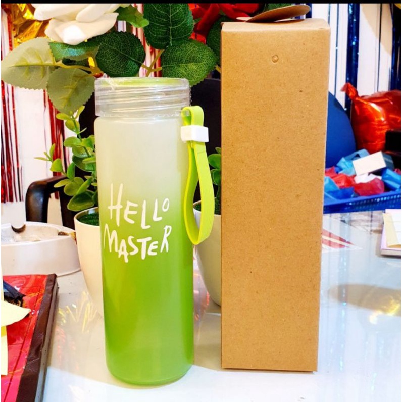 Serbagrosirmurah tempat botol minum hello master unik Termos Tumbler Kaca Botol Minum Kaca Tempat Botol Minum Hello Master Unik Travelling Botol Kaca Tebal Botol Minum Viral