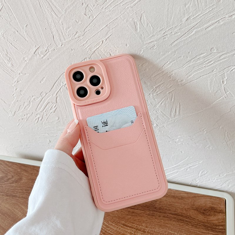 Card Bag Leather Soft Case iPhone 7 8 Plus 7 + 8 + XR XS Max 11 Pro Max 12 Pro Max 13 Pro Max Pink Kessing hp