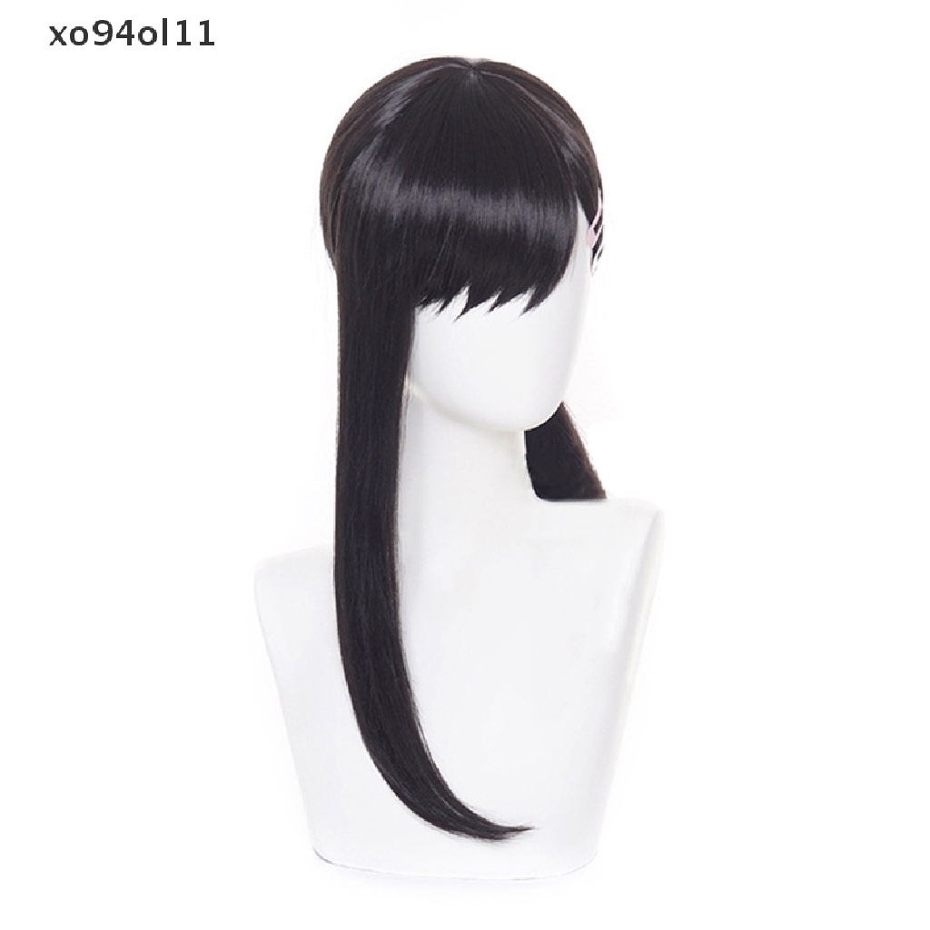 Wig Rambut Sintetis Panjang 35cm Warna Hitam Tahan Panas Untuk Pesta Cosplay Anime