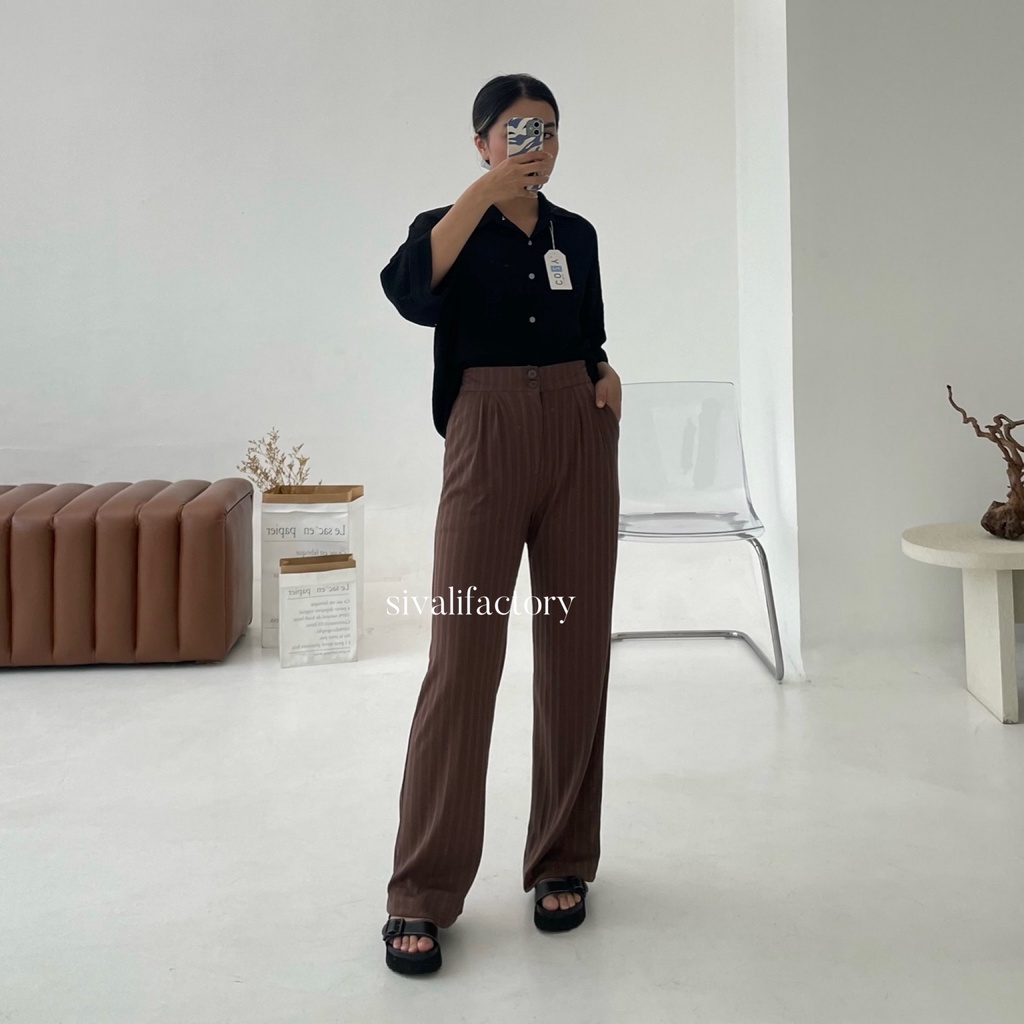 SIVALI Hailey Pants - Celana Kulot Highwaist Knit Tebal - Celana Wanita - Cullote Pants