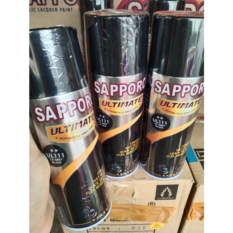 cat spray pilok pilox cat semprot sapporo ultimate saporo ultimate ul111 ZX grey black abu gelap abu kehitaman 400ml