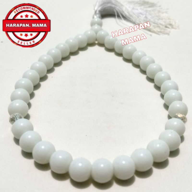 TASBIH BATU GIOK PUTIH SUSU 8MM 33 BUTIIR