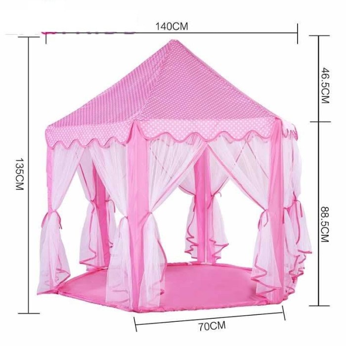 Tenda Bermain Anak Model Istana Mewah jaring nyamuk portable 140cm - Merah Muda