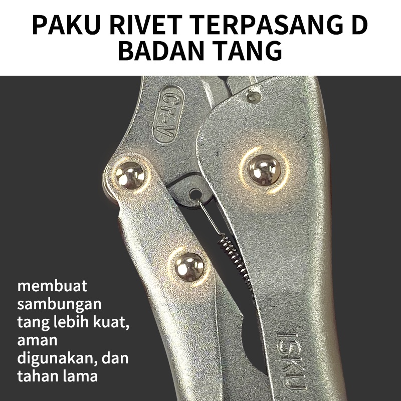 ISKU Multifungsi Tang Buaya Locking Pliers 7&quot; 10&quot; Curved Jaw Vise Grip CR-V HRC48-52 Steel Professional Berkualitas Tang Klem Jepit / Gigit / Patah / Bengkok