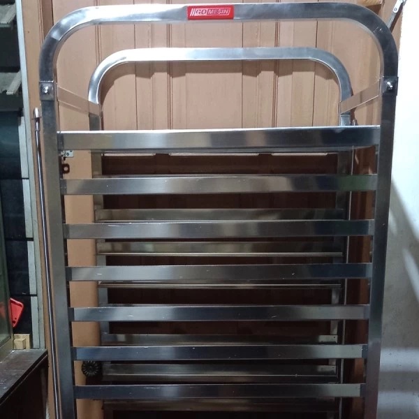 Trolley Bakery Stainless 15 Rak Untuk Loyang 40X60 Cm Troli Roti