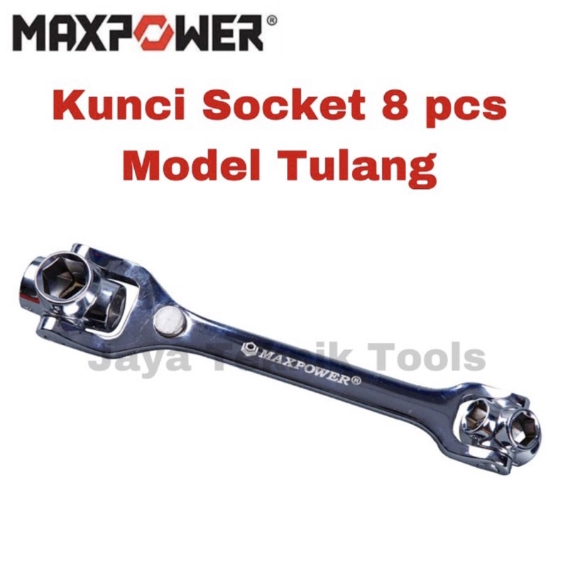 Dog Bone Wrench Kunci Socket 8pcs Model Tulang Maxpower Sok Gagang