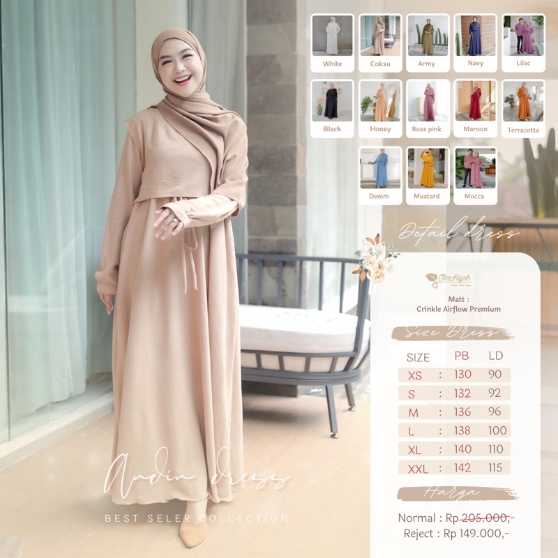 GlizHijab - Andin Dress x Ria Ricis Crinkle Maxi Dress Gamis Polos Dress Hitam Gamis Kondangan Kekin