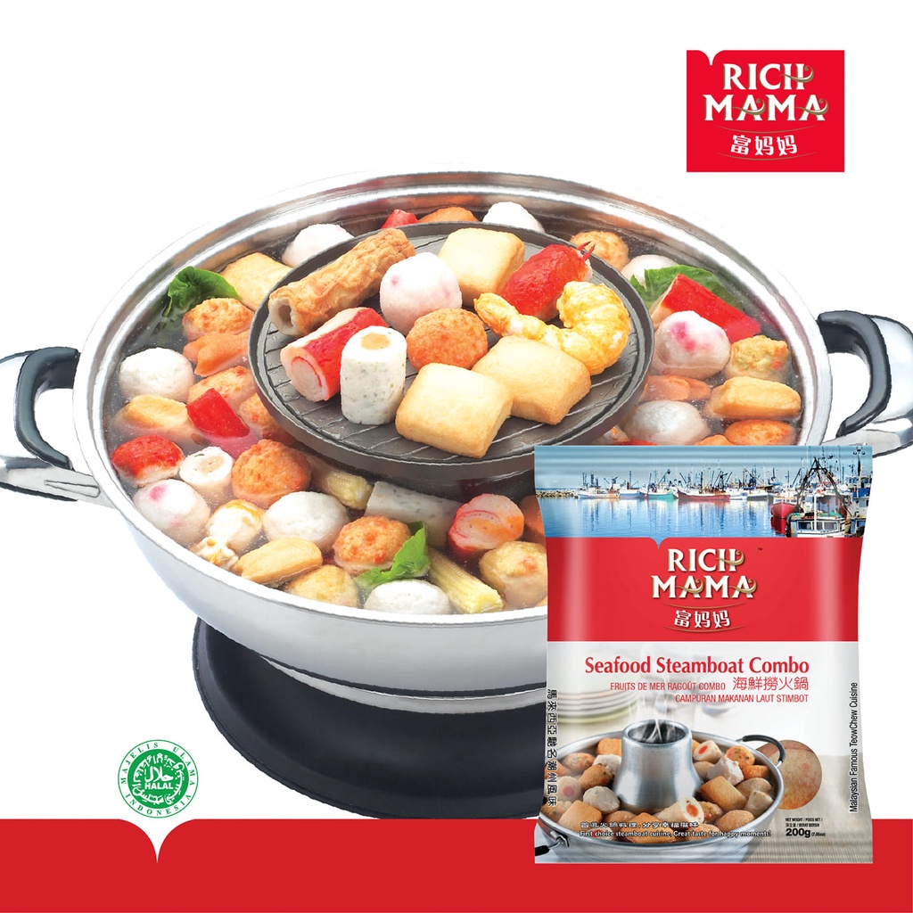 Campuran Makanan Laut Shabu Frozen Food Rich Mama Seafood Steamboat Combo 200 gr Halal