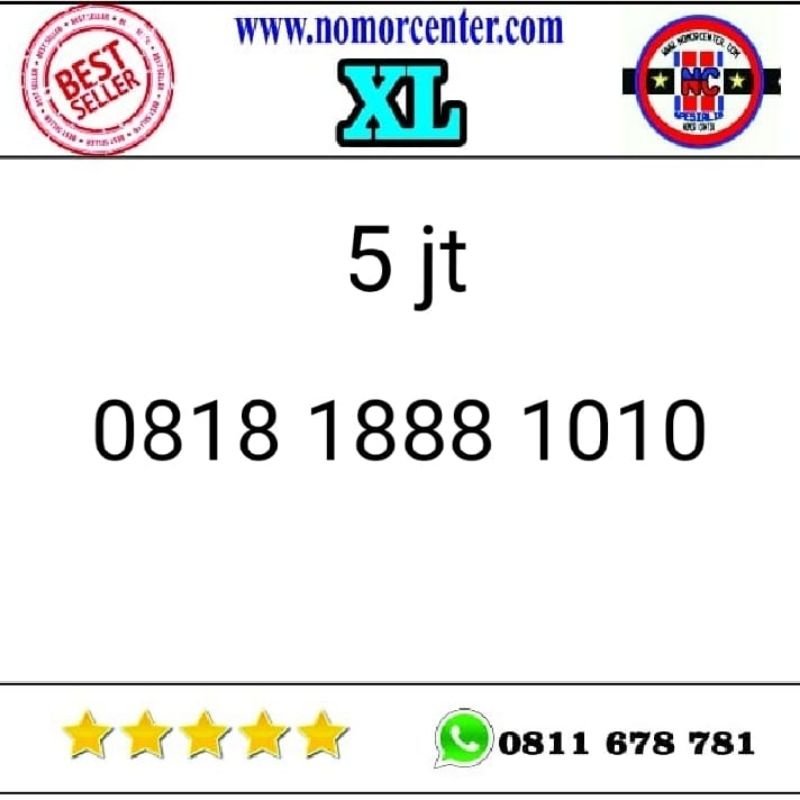 Nomer Cantik XL 0818 1888 Seri Double AB 1010 Rapih b11