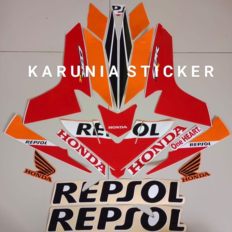 STICKER STIKER STRIPING LES MOTOR HONDA CBR150R REPSOL 2017 ORANGE PUTIH CBR 2017 REPSOL