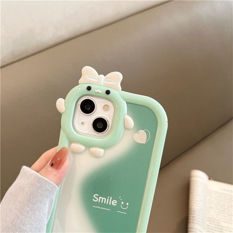 Soft Case Pelindung Lensa Desain Wajah Tersenyum Warna Gradasi Untuk iPhone 14 13 12 11 Pro Max X Xr Xs Max 7 8 6s Plus